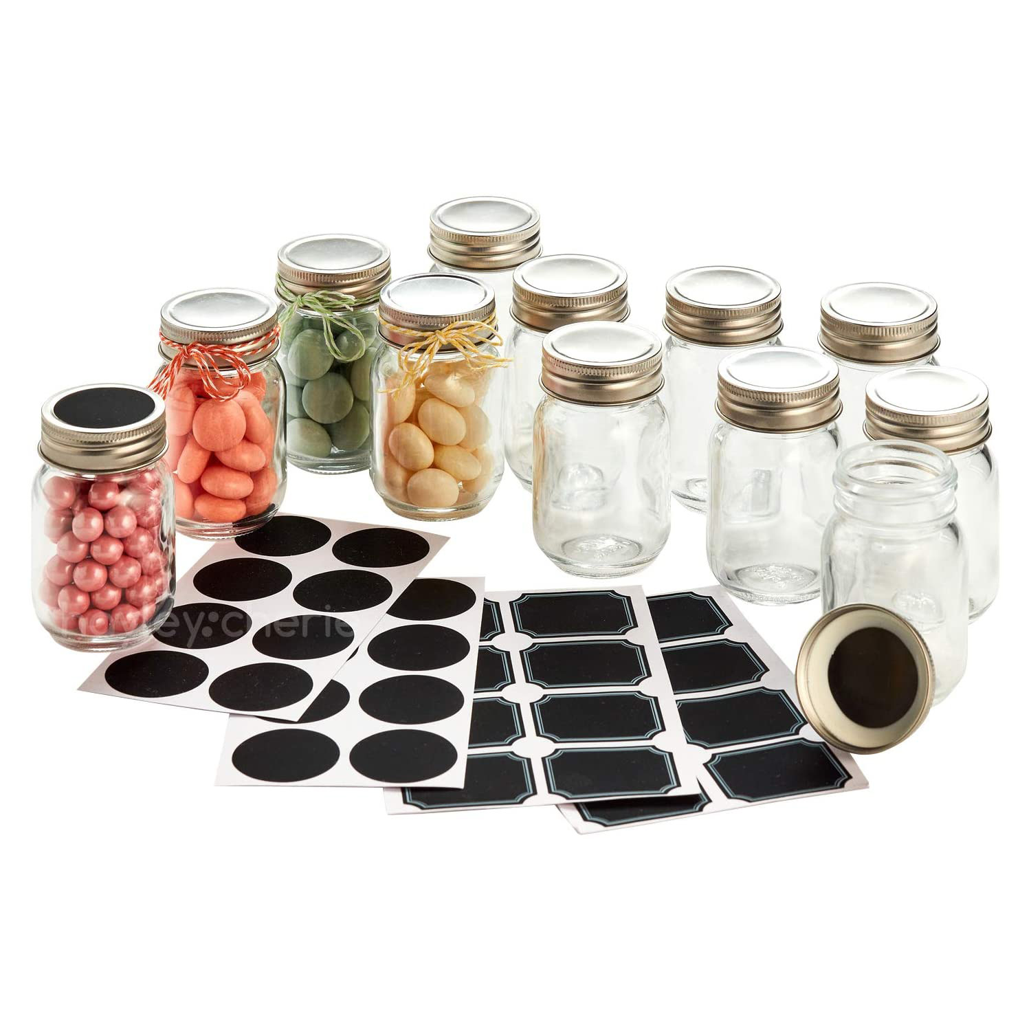 Hayley Cherie - 6 oz Large Square Glass Spice Jars (Set of 10) - 6 oz,  Clear