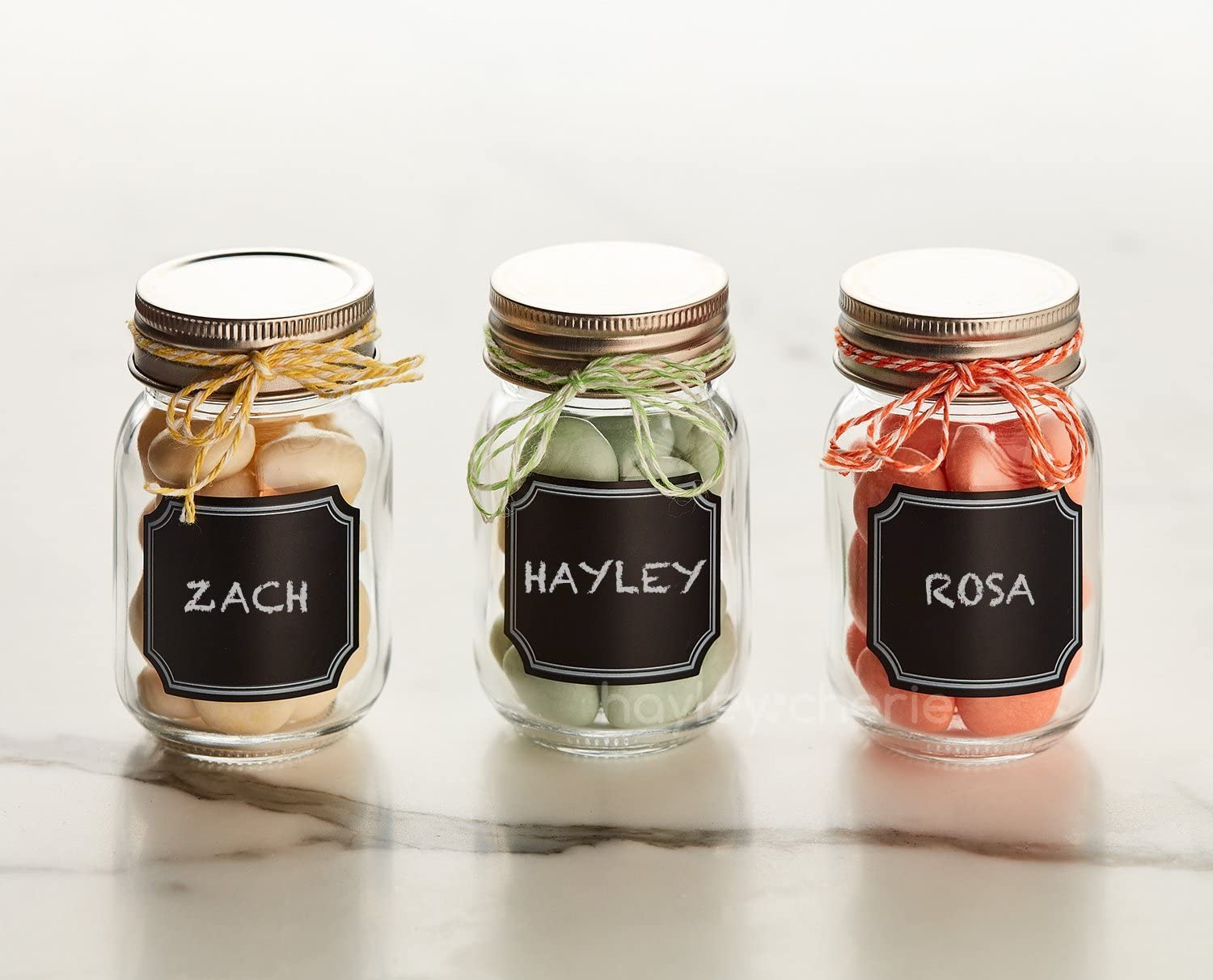 Hayley Cherie - 6 oz Large Square Glass Spice Jars Set of 10 - Chalkboard Labels