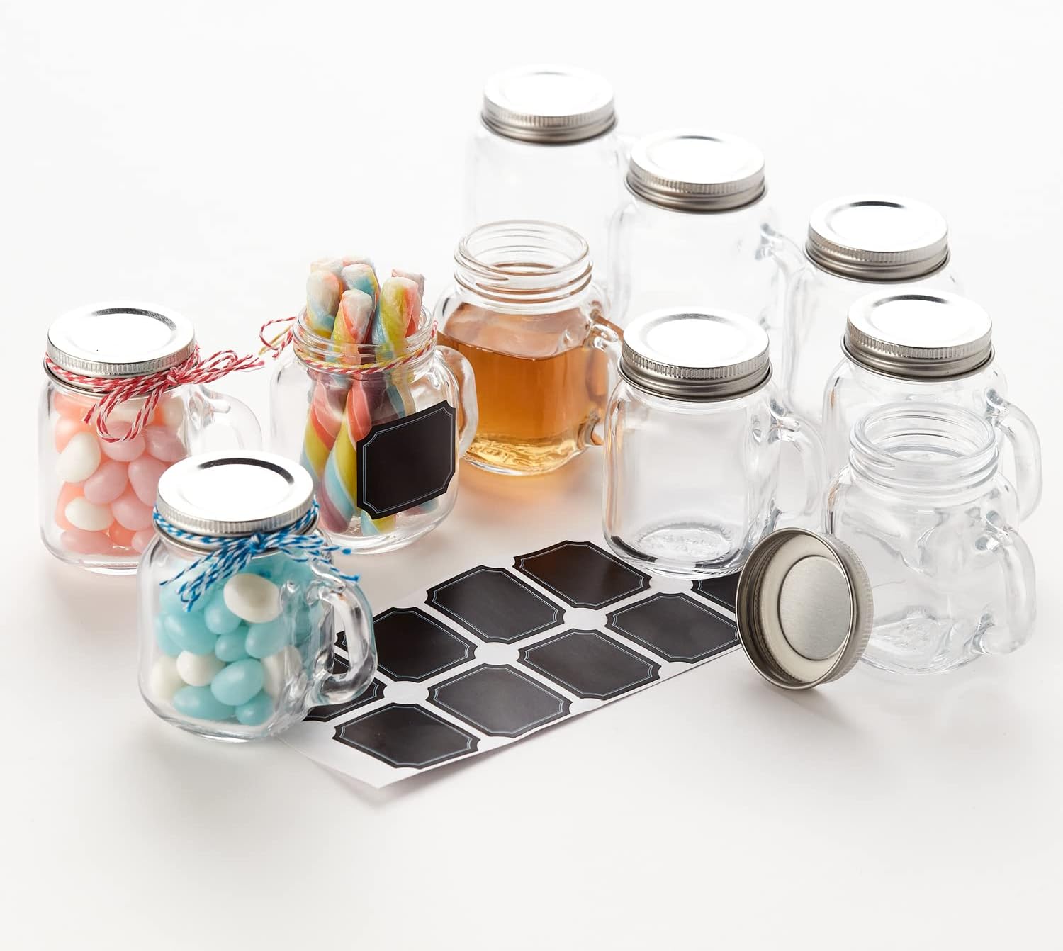 DIY 4 oz. Mini Mason Mug Shot Glass with Lid (Set of 12)  Mini mason jars, Mason  jars with handles, Mason jar mug