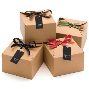 hayley cherie square kraft boxes with ribbons